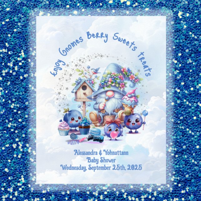 Bord-signalen Blueberry Gnome Baby Shower Theme Poster (Skapare uppladdad)