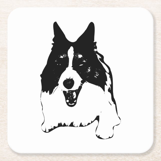 Bord Smiles, Corgi Study Underlägg Papper Kvadrat (Framsidan)