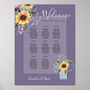 Bord Solblommor Wisteria SEATING CHART Foam Boar Poster
