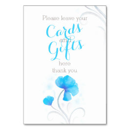 Bord-tecken för den blå bröllop-presenten bordsnummer