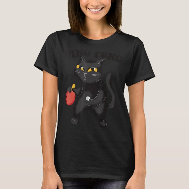 Bord Tennis Cat Pingpong Outfit Cat Ping Pong T Shirt (Framsida)