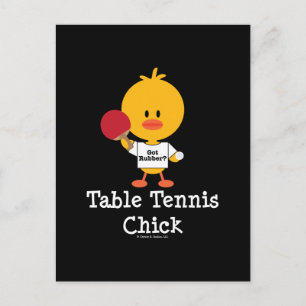 Bord Tennis Chick Postcard Vykort