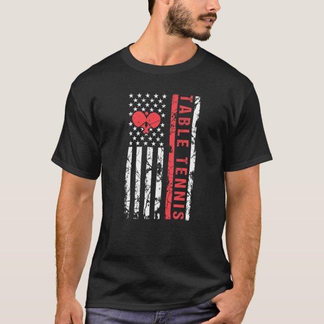 Bord Tennis Coola American Flagga Paddle T Shirt (Framsida)