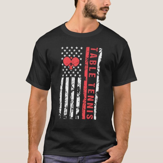 Bord Tennis Coola American Flagga Paddle T Shirt (Framsida)