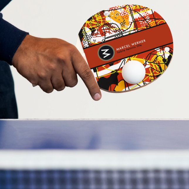 Bord Tennis Life coola abstrakt art med monogram Pingisracket (Insitu)
