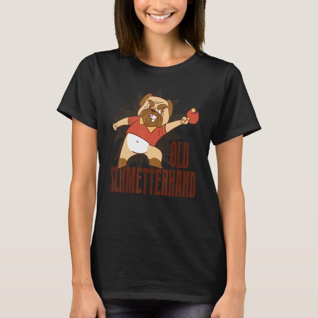 Bord Tennis Old Schmetterhand Pingpong Outfit Hund T Shirt (Framsida)