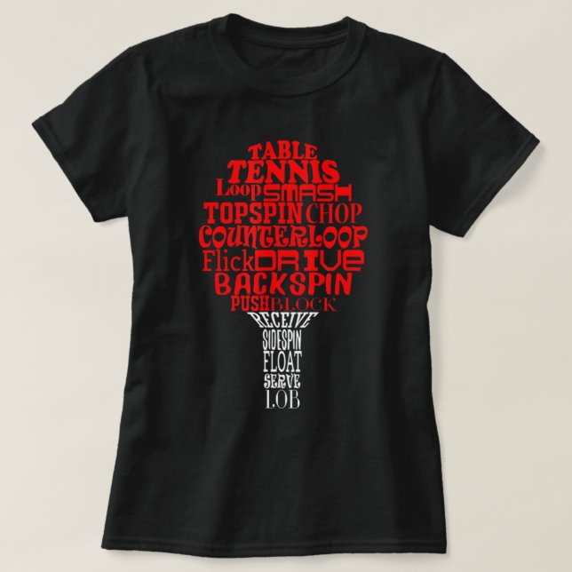 Bord tennis ord moln t shirt (Design framsida)