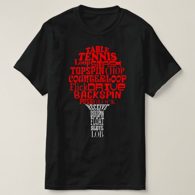 Bord tennis ord moln t shirt (Design framsida)