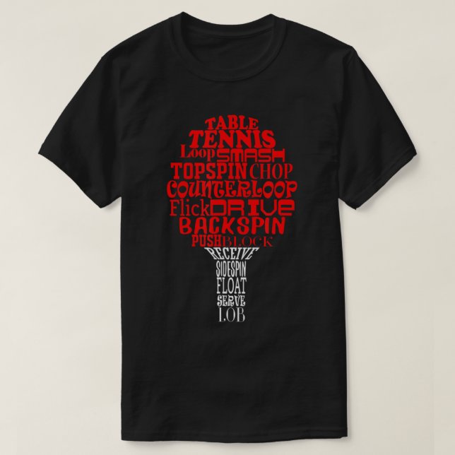 Bord tennis ord moln t shirt (Design framsida)