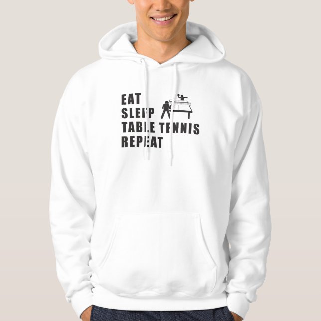 Bord Tennis Paddle Ping Pong Repeat Gift Idea Hoodie (Framsida)