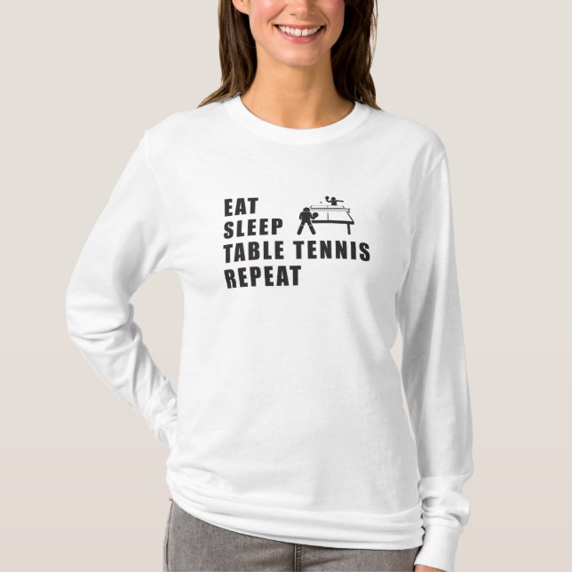 Bord Tennis Paddle Ping Pong Repeat Gift Idea T Shirt (Framsida)
