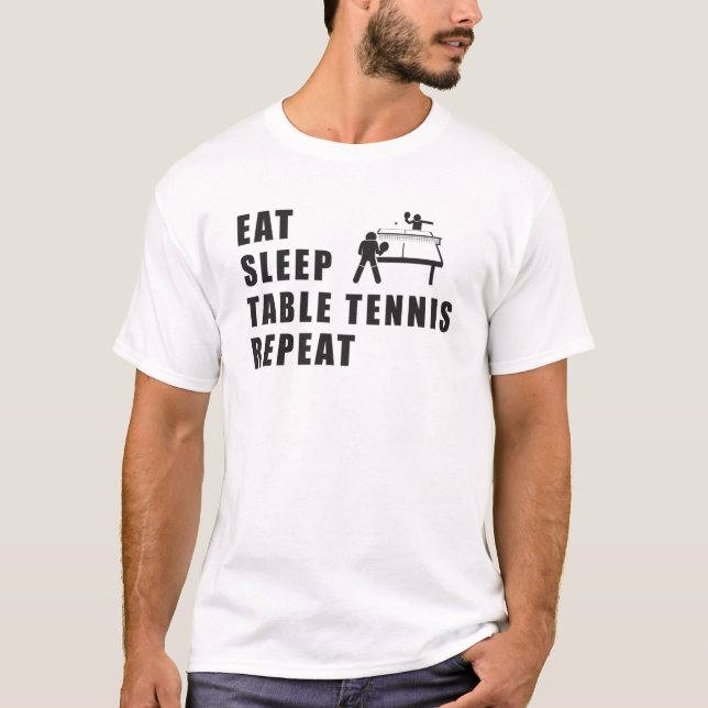 Bord Tennis Paddle Ping Pong Repeat Gift Idea T Shirt (Framsida)