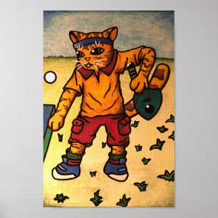 Bord Tennis Ping-Pong Cat Poster