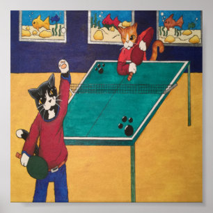 Bord Tennis Ping Pong Cats Poster