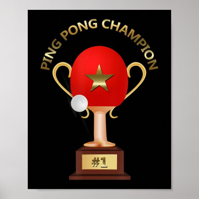 Bord Tennis Ping Pong Champion Trophy Poster (Framsidan)