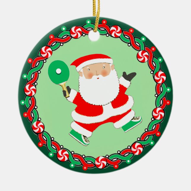 Bord Tennis Ping-Pong Gift Julgransprydnad Keramik (Framsidan)