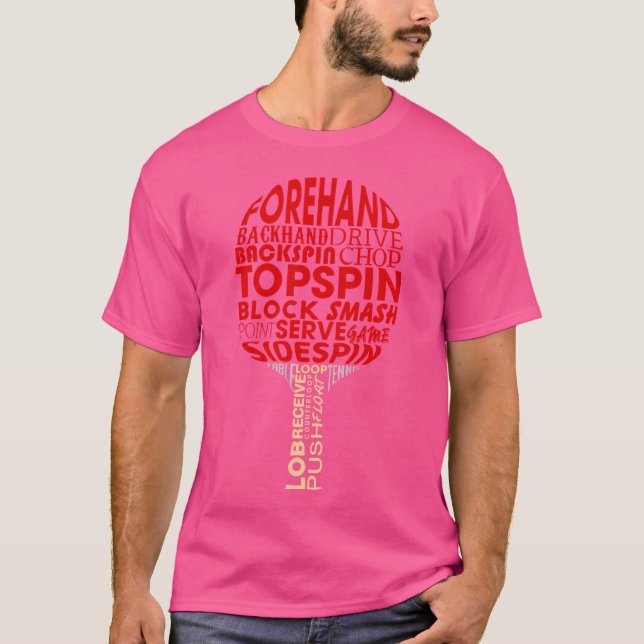Bord Tennis Ping Pong Racket Player Funny T Shirt (Framsida)