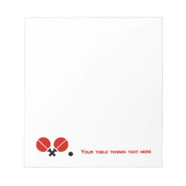 Bord tennis ping-pong-racketar och boll svart, röd anteckningsblock