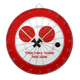 Bord tennis ping-pong-racketar och boll svart, röd darttavla