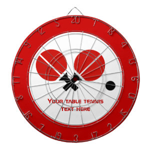 Bord tennis ping-pong-racketar och boll svart, röd darttavla