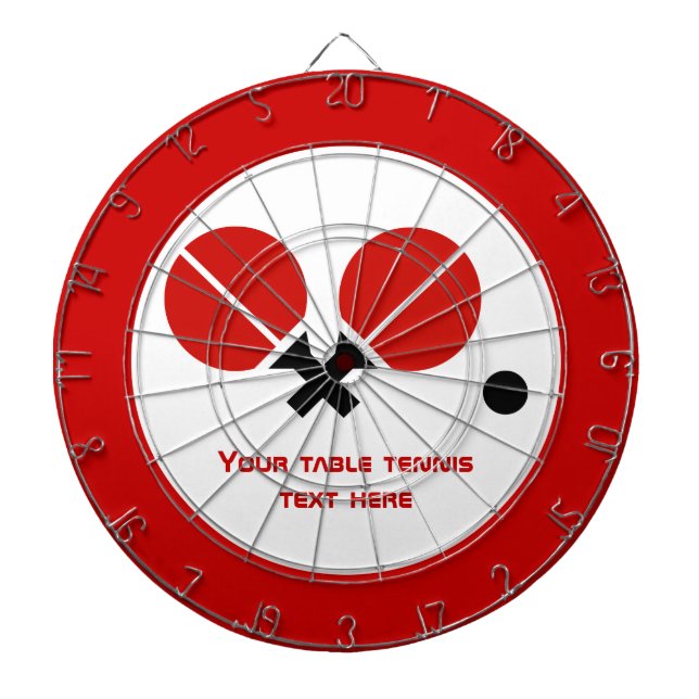 Bord tennis ping-pong-racketar och boll svart, röd darttavla (Framsidan)