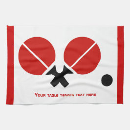 Bord tennis ping-pong-racketar och boll svart, röd kökshandduk