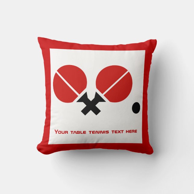 Bord tennis ping-pong-racketar och boll svart, röd kudde (Framsida)