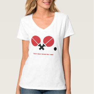 Bord tennis ping-pong-racketar och boll svart, röd tee shirt