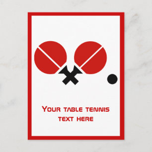 Bord tennis ping-pong rackets och boll lodrät vykort