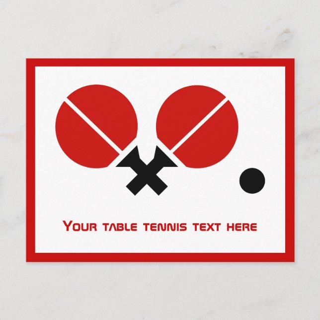 Bord tennis ping-pong rackets och boll vågrät vykort (Framsida)