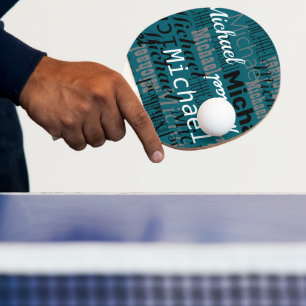 Bord-Tennis Player Namn upprepade mörk teal Pingisracket