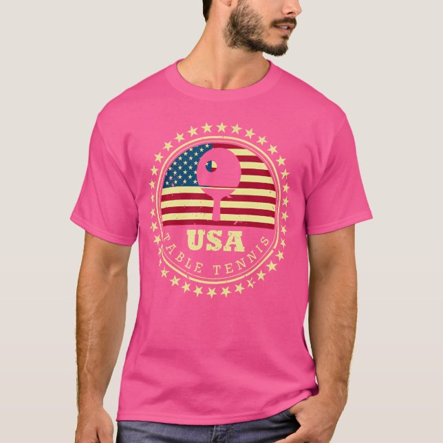 Bord Tennis Player s American Flagga Ping Pong T Shirt (Framsida)