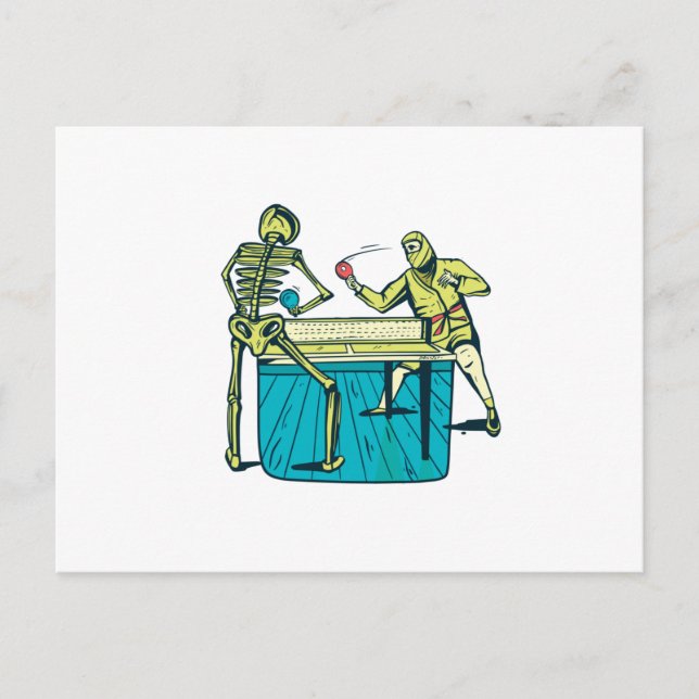 Bord Tennis Skeleton Vykort (Framsida)