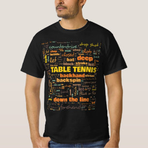 Bord tennis Terminologi, vanligen använda termer T Shirt