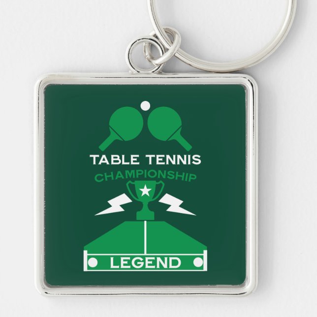 Bord Tennis Tournament Fyrkantig Silverfärgad Nyckelring (Framsidan)