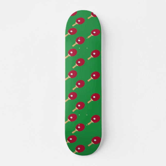 Bord tennisracket och boll på grönten mini skateboard bräda 18,5 cm (Framsida)