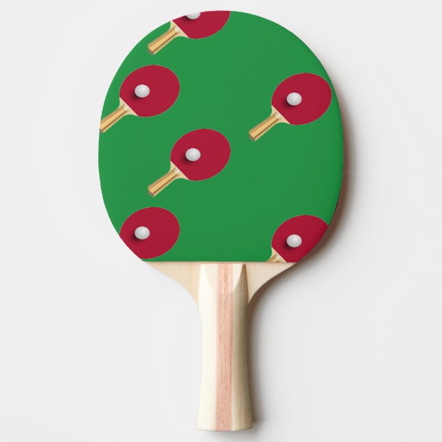 Bord tennisracket och boll på grönten pingisracket (Framsidan)