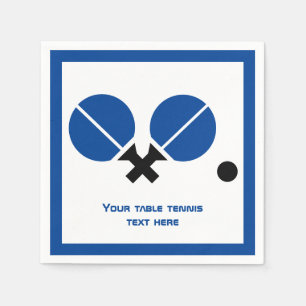 Bord tennisracketar och boll svart, blå modern pappersservett