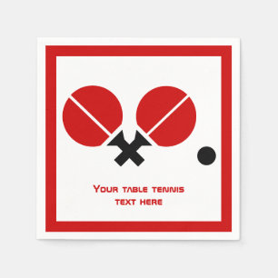 Bord tennisracketar och boll svart, rött modernt pappersservett