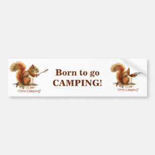 BORD TILL GO CAMPING Roligt Squirrel Cute Animal Q Bildekal
