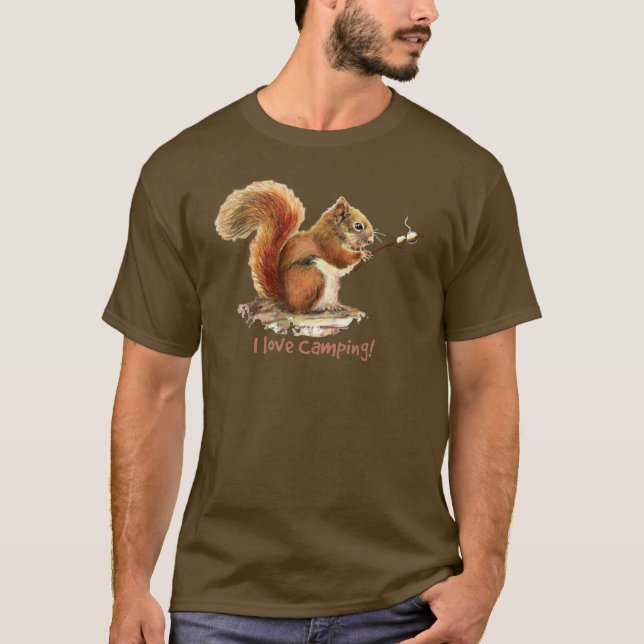 BORD TILL GO CAMPING Roligt Squirrel Cute Animal Q T-shirt (Framsida)