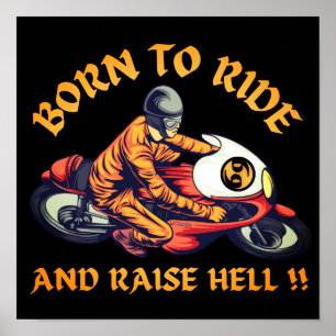 BORD TILL RIDE OCH RAISE HELL Lustig biker Poster