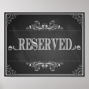 bord-vintagen i Bröllop tryckt alkboard "Reserved" Poster