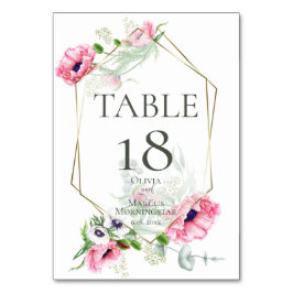 BORDBETECKNING | Vattenfärg Rosa Vallmo Bordsnummer