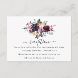 Bordeaux - Burgundy Blommigt bröllopsmottagning Tilläggskort