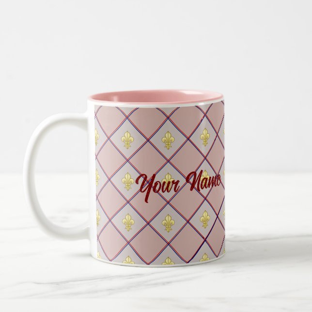 Bordeaux fleur-de-lis cup Två-Tonad mugg (Vänster)