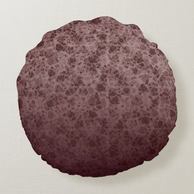 Bordeaux flowers degraded pillow rund kudde (Baksidan)