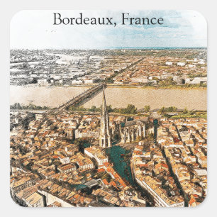 Bordeaux Frankrike Panorama View Fyrkantigt Klistermärke