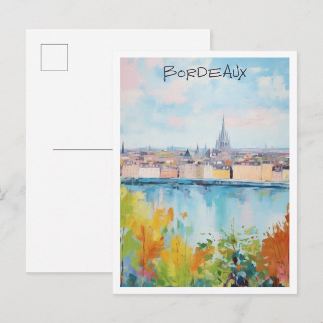 Bordeaux Frankrike Resa Stad Estetik Vykort (Fram/baksida)