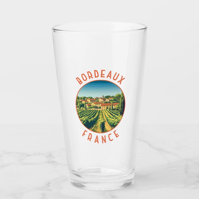 Bordeaux Frankrike Retro Distress Circle Glaskopp (Framsida)